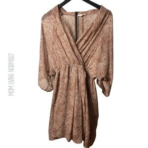 Lovestitch Textured Tan Long Sleeve Dress